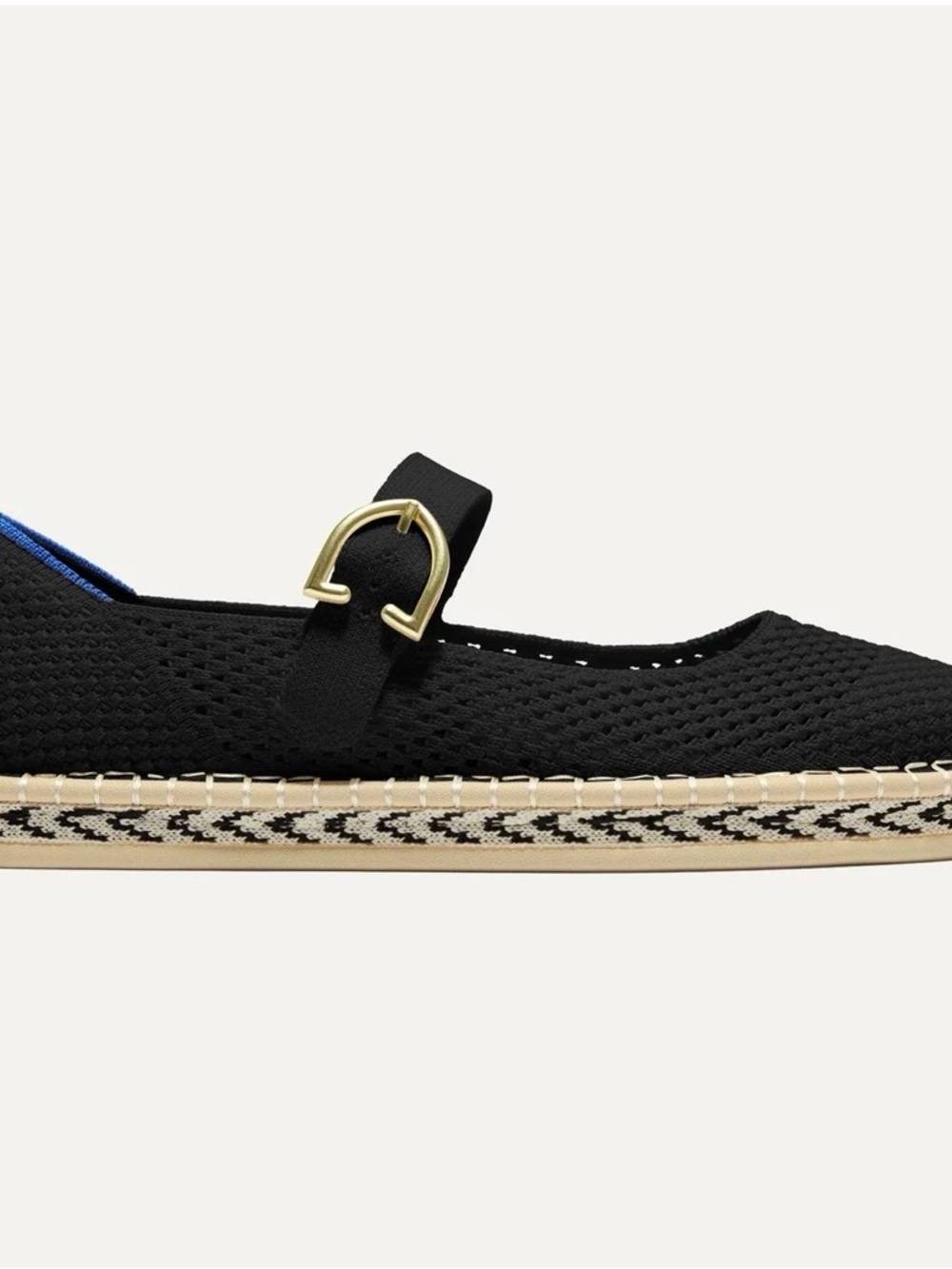 Rothy's Black Knit Mary Jane Flats with Gold Buckle Accent - Picture 2 of 4